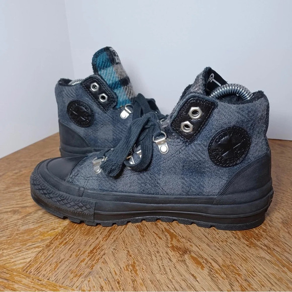 Converse Woolrich Black Street Hiker Hi Plaid Sneakers Womens Size5 (296 Box 34) - Picture 3 of 9